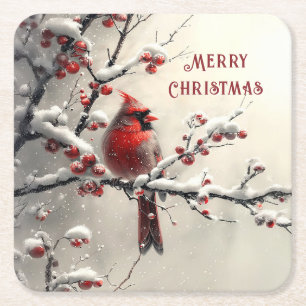 Weihnachts-Roter Kardinal-Papier-Untersetzer Rechteckiger Pappuntersetzer