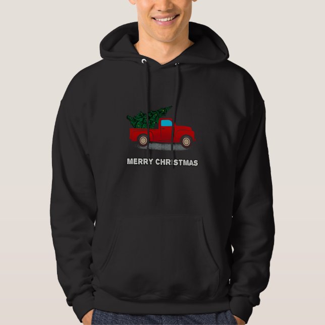 Weihnachts Roter LKW Tree Geschenk für Weihnachten Hoodie (Vorderseite)