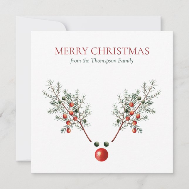 Weihnachts Roter Nasenrenner Rentiere Pine Berries (Vorderseite)