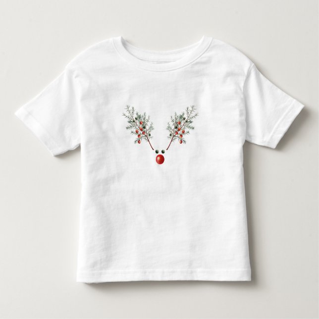 Weihnachts Roter Nasenrenner Rentiere Pine Berries Kleinkind T-shirt (Vorderseite)