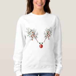 Weihnachts Roter Nasenrenner Rentiere Pine Berries Sweatshirt
