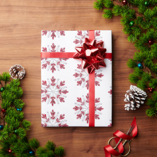Weihnachts Roter Peppermint Schneeflocken Geschenkpapier