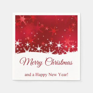Weihnachts Roter Winter Schneeflocken Serviette
