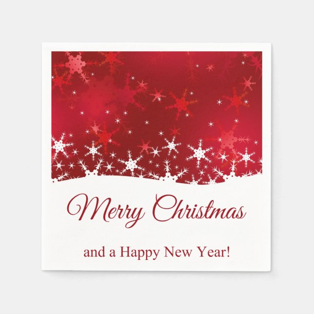 Weihnachts Roter Winter Schneeflocken Serviette (Vorderseite)