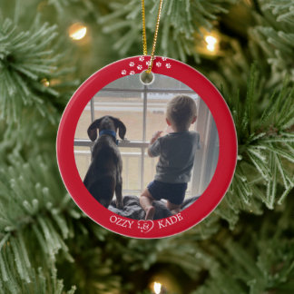 Weihnachts-Rotes Personalisiertes Kindermädchen Fo Keramik Ornament