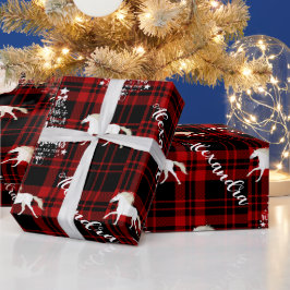 Weihnachts-Rotes Pferd Personalisiert Geschenkpapier