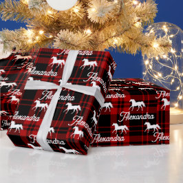 Weihnachts-Rotes Pferd Personalisiert Geschenkpapier