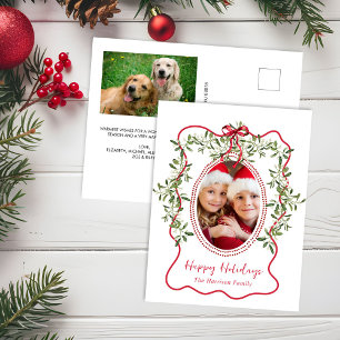 Weihnachts-Rotes Wavy-Rahmen-Foto Feiertagspostkarte