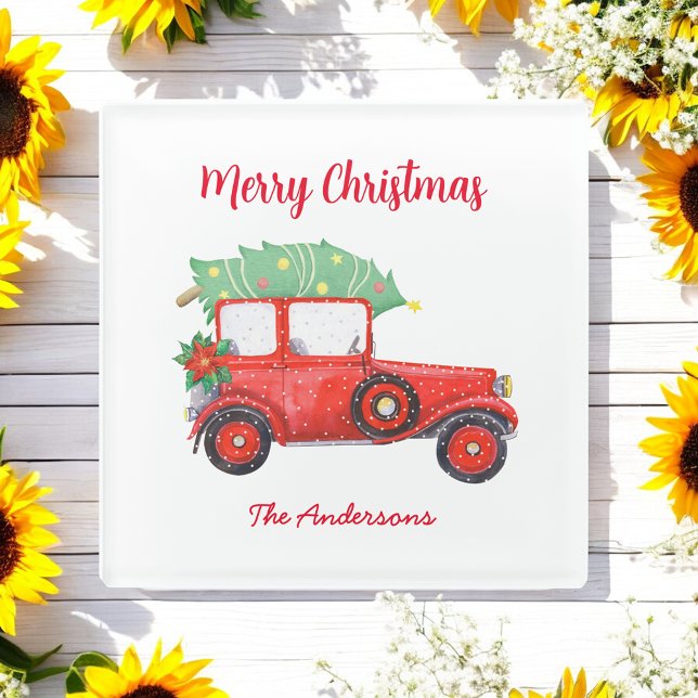 Weihnachts-Rotes Weihnachtsfest Weihnachten Weihna Glasuntersetzer (Von Creator hochgeladen)