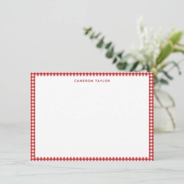 Weihnachts-Rotkariert personalisierter Name Mitteilungskarte (Stehend Vorderseite)