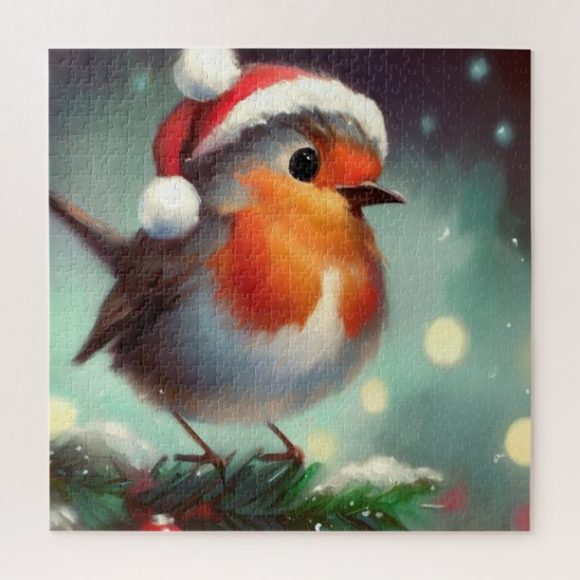 Weihnachts-Rotkehlchen (2) Puzzle (Vertikal)