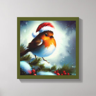 Weihnachts-Rotkehlchen 3 Leinwanddruck