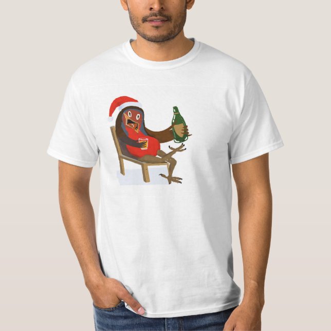 Weihnachts-Rotkehlchen entspannt T-Shirt (Vorderseite)