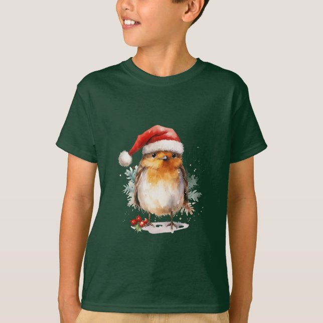 Weihnachts-Rotkehlchen T-Shirt (Vorderseite)