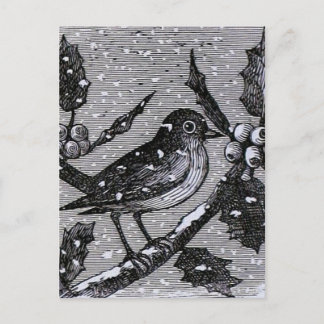 Weihnachts-Rotkehlchen Vintage-Stich Feiertagspostkarte