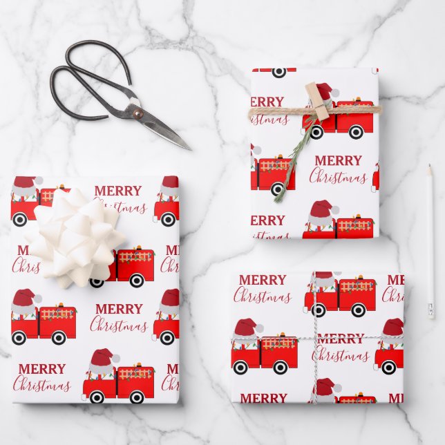 Weihnachts-Rottruck Geschenkpapier Set (Vorderseite)