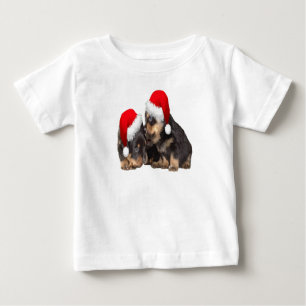 Weihnachts-Rottweiler mit festlichen Feiertagsmütz Baby T-shirt