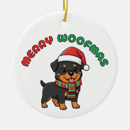 Weihnachts-Rottweiler-Ornament: Frohe Weihnachtsmä Keramik Ornament