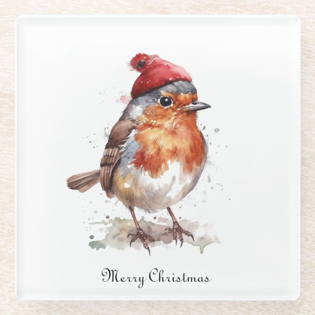 Weihnachts-Rotweinrobe, anpassbar Glasuntersetzer (Vorderseite)