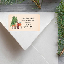 Weihnachts-Rotwild Adressaufkleber