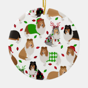 Weihnachts-Rough Collie Keramik Keramik Ornament