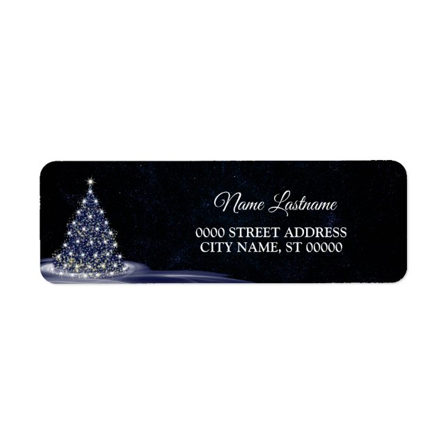 Weihnachts-Rücksendeadresse Blaue Baum Winter Navy (Vorne)