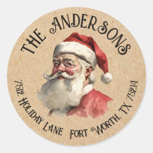 Weihnachts-Rücksendeadresse im Vintage-Stil mit We Runder Aufkleber