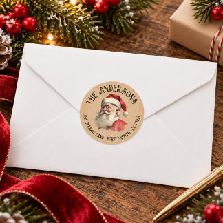 Weihnachts-Rücksendeadresse im Vintage-Stil mit We Runder Aufkleber