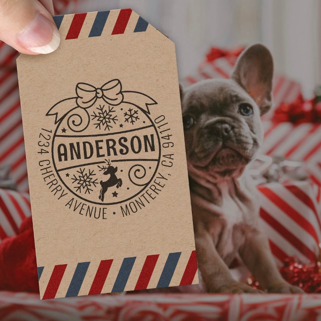 Weihnachts-Rücksendeadresse Reindeer Snowflake Permastempel (Von Creator hochgeladen)