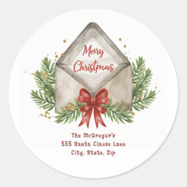 Weihnachts-Rücksendeadresse Vintag Runder Aufkleber