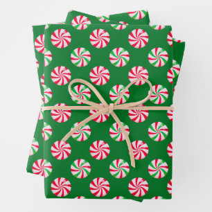 Weihnachts-Runde Peppermint Candy Green Geschenkpapier Set