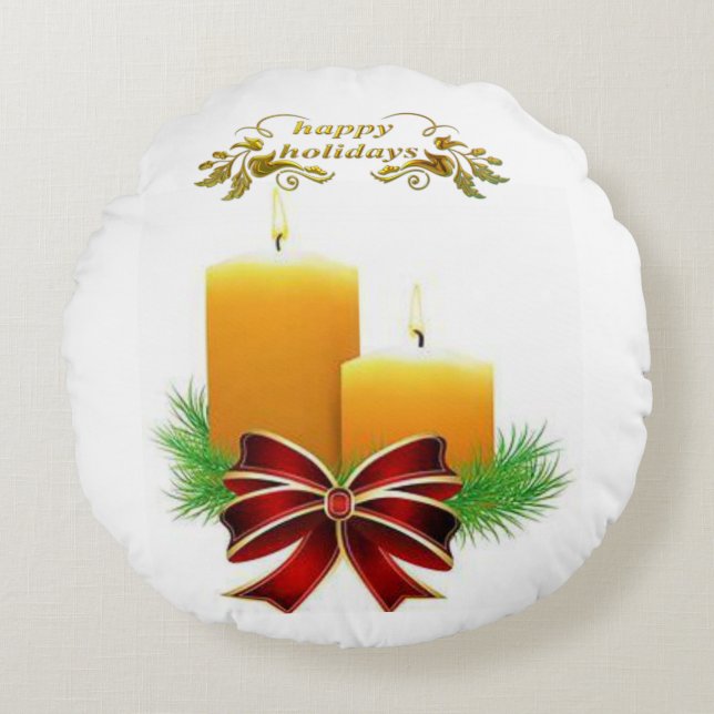 Weihnachts-Runden-Kissen, glückliche Ferien Rundes Kissen (Vorderseite)