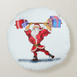 Weihnachts-Rundkissen Bodybuilder Santa mit Gesche Rundes Kissen<br><div class="desc">Bodybuilder Santa Claus mit Weihnachtsgeschenken - Fun Cartoon Gemälde Funny Collection - Wählen / Fügen Sie Ihren einzigartigen Text / Name / Farbe - Make Your Special Gift - Neu formatieren und verschieben oder entfernen und hinzufügen / Elemente / Text mit Anpassungs-Tool ! Malerei und Design von MIGNED. Bitte schauen...</div>