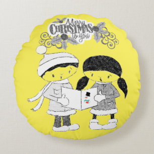 Weihnachts-Rundkissen, frohe Weihnachten Rundes Kissen
