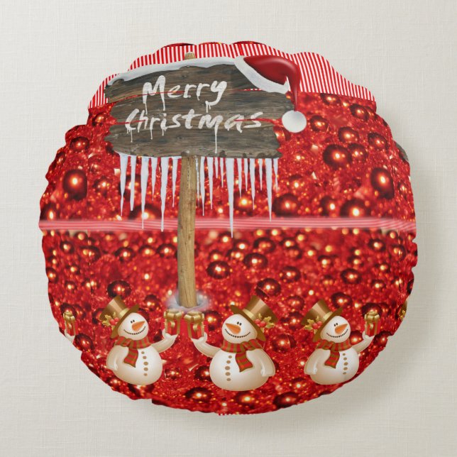 Weihnachts-Rundkissen, frohe Weihnachten Rundes Kissen (Vorderseite)