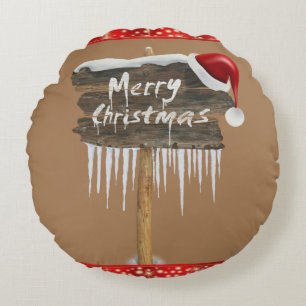 Weihnachts-Rundkissen, frohe Weihnachten Rundes Kissen