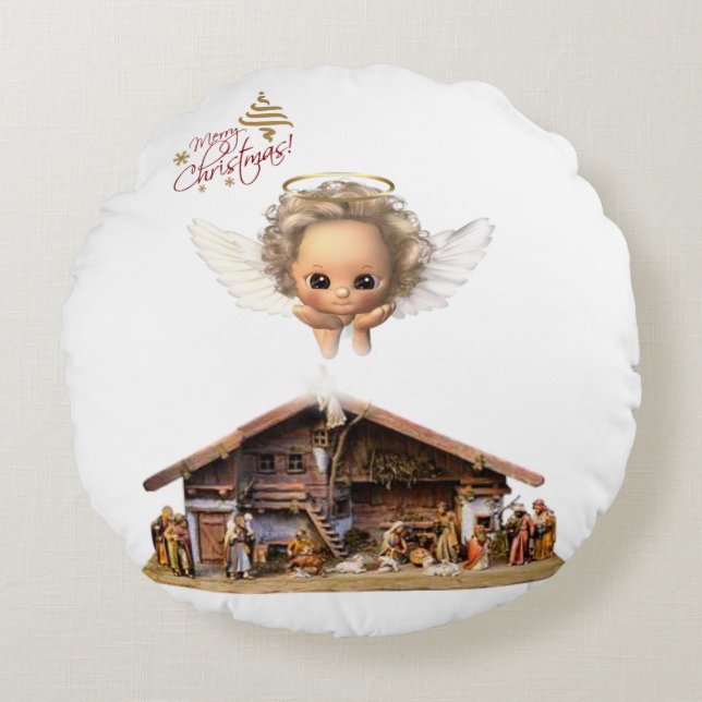 Weihnachts-Rundkissen, Jesus Christus Rundes Kissen (Vorderseite)