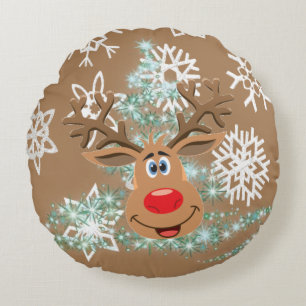 Weihnachts-Rundkissen, Rentiere Rundes Kissen
