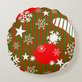 Weihnachts-Rundkissen – rotes und grünes Design Rundes Kissen