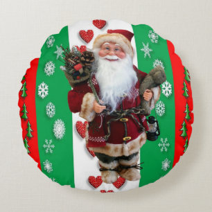 Weihnachts-Rundkissen, Santa Rundes Kissen