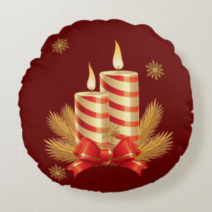 Weihnachts-Rundkissen, Weihnachtskerze Rundes Kissen