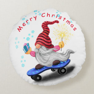 Weihnachts-Rundkissenspiel mit Skateboard Rundes Kissen