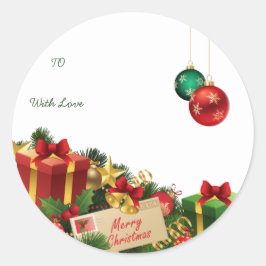 Weihnachts-Rundsticker – Handgezeichneter Baum & S Runder Aufkleber