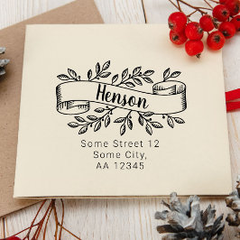 Weihnachts-Rustikale Foliage-Band-Familienadresse Gummistempel