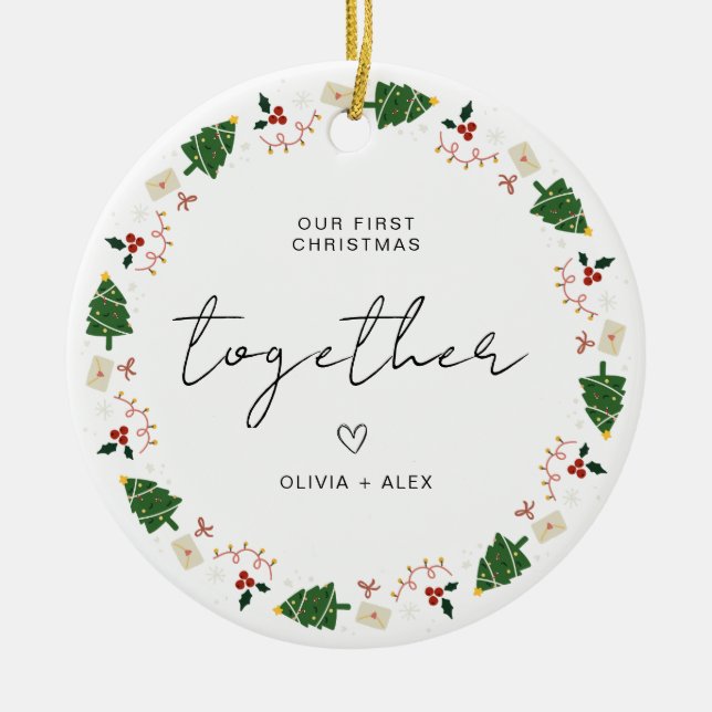 Weihnachts-Sake Weihnachtskuchen-Geschenk Keramik Ornament (Vorne)