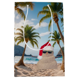Weihnachts-Sandmann am Strand Mittlere Geschenktüte