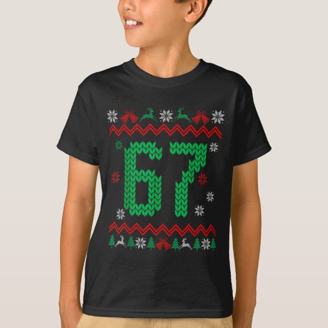 Weihnachts-Santa 67 Six Seven Meme hässlicher Pull T-Shirt (Vorderseite)