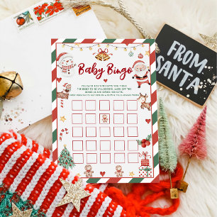 Weihnachts-Santa-Baby-Bingo-Baby-Shower-Spiele-Kar Einladung