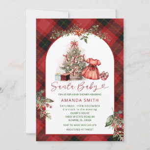 Weihnachts-Santa-Baby-Mädchen-Baby-Shower-Einladun Einladung