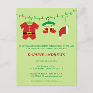 Weihnachts-Santa-Baby-Shower-Party-Einladungen Begleitkarte